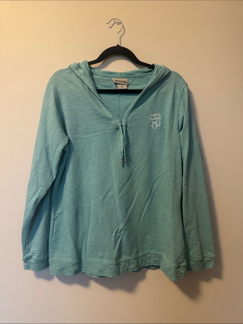 Mayo Clinic Artisans The Art Of Apparel Teal Lightweight Hooded Pullover